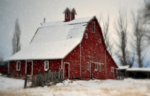 winter red barn